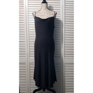 Sincerely Jules Cowl Neck Slip Dress Women's Large Black Slinky Spaghetti Strap